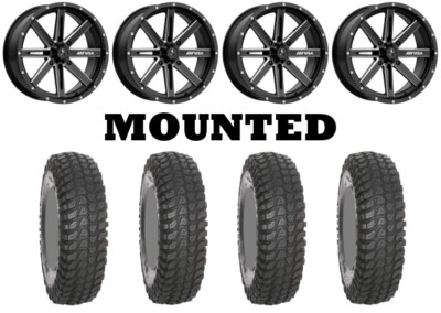 Kit 4 System 3 XCR350 Tires 28x10-14 on MSA M41 Boxer Gloss Black Wheels SRA