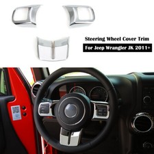 Chrome Steering Wheel Cover Trim For Jeep Wrangler Jk 2011-2018 Grand Cherokee