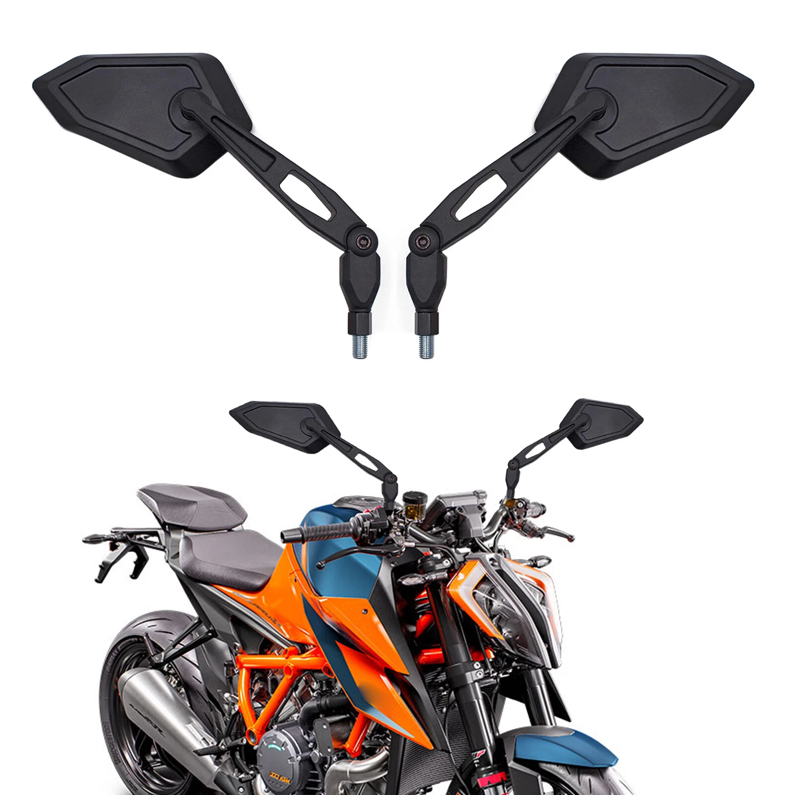 Pair Motorcycle Black Side Mirrors Rearview For 1290 690 390 125 250 790 890