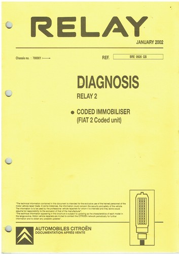 CITROEN RELAY 2 : CODED IMMOBILISER (FIAT TYPE) ORIG 2002 FAULT-DIAGNOSIS MANUAL
