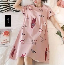 Sleepwear Dress For Women Cotton Sleep Shirt Night Gown Tee Nightshirt Dress Lon