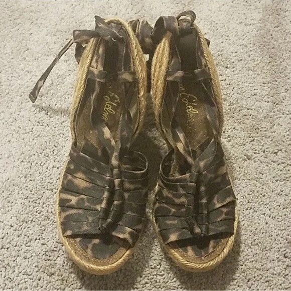 Sandalias Sam Edelman Lexi Cheetah Alpargata Plataforma Cuña Tirantes 7.5 Foto 2 de 4