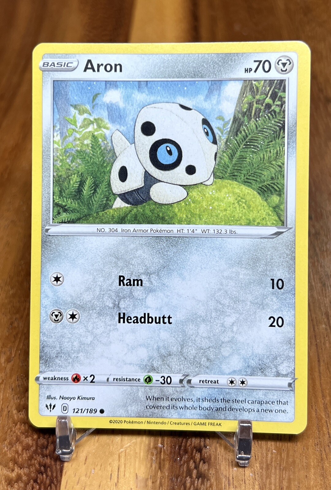 Aron 121/189 Non Holo Common Darkness Ablaze Pokemon Card NM