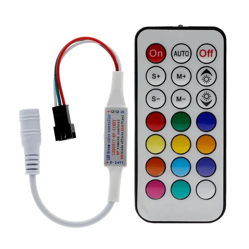 Mini LED Symphony Controller with 1024 Pixels, 21-Key RF Remote, and RGB Strip for Dynamic Lighting Effects