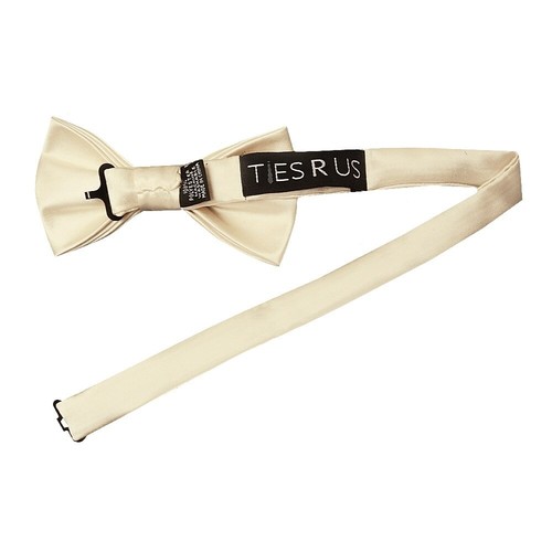 Plain Ivory Hand Made Mens Bow Tie and Pocket Square Set Wedding Formal Prom Bow - Picture 3 of 4