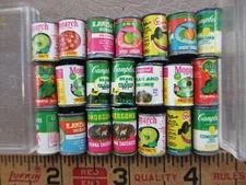 B. Shackman & Co. 21 Vintage 5/8" Tall Canned Food Dollhouse Play Toy Foods Lot