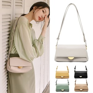Small-Real-Leather-Half-Moon-Wide-Strap-Shoulder-Bag-Baguette-Flap-Purse-Clutch