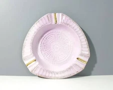 Vintage Ceramic Ashtray Purple Gold Mid Century Modern Dish