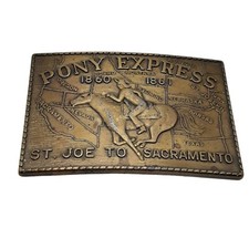 Vintage Belt Buckle Pony Express 1860 1861 Brass St Joe to Sacramento