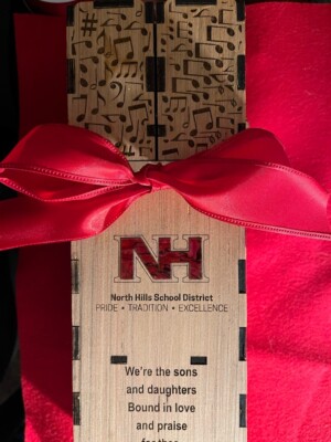 North Hills Alma Mater Music Decorative Wooden Wine box, laser etched and cut.