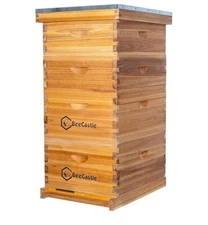 BeeCastle 10 Frame Langstroth Bee Hive Coated w/ Beeswax 2 Deep & 2 Medium Boxes