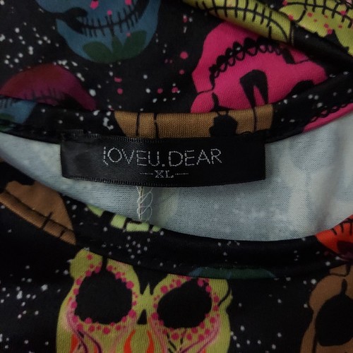 Camiseta sin mangas con estampado de calaveras multicolor esqueletos negra talla XL LoveU.Dear - Imagen 11 de 11
