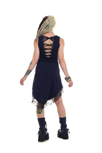 Psy Trance High Low Baumwollkleid mit Spitzenbesatz, Festivalkleid, Hippie Emo Punk - Bild 16 von 19