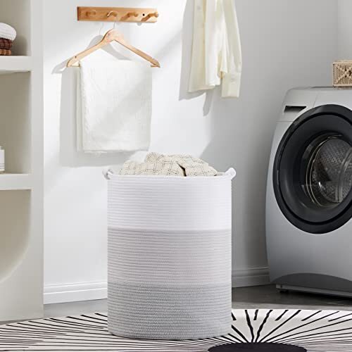 YOUDENOVA Cotton Rope Laundry Hamper 58L Woven Collapsible Laundry Basket T… Love Gorey