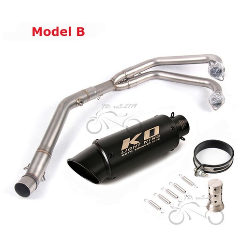 For Yamaha YZF R3 2015-2022 MT-03 R25 Full System Exhaust Tips Front Link Pipe - Picture 6 of 12