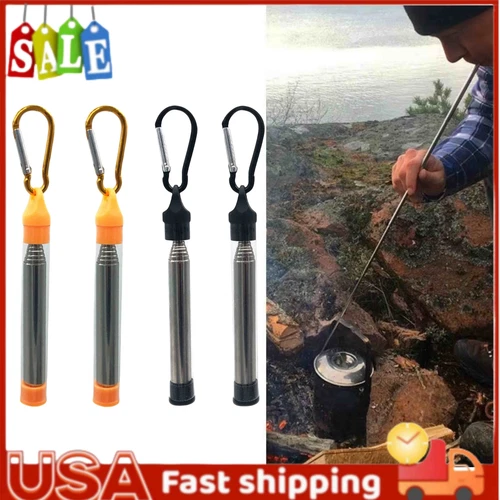 4Pcs Pocket Bellow Collapsible Fire Tools Kit Camping Survival Blow Fire Tube🔥