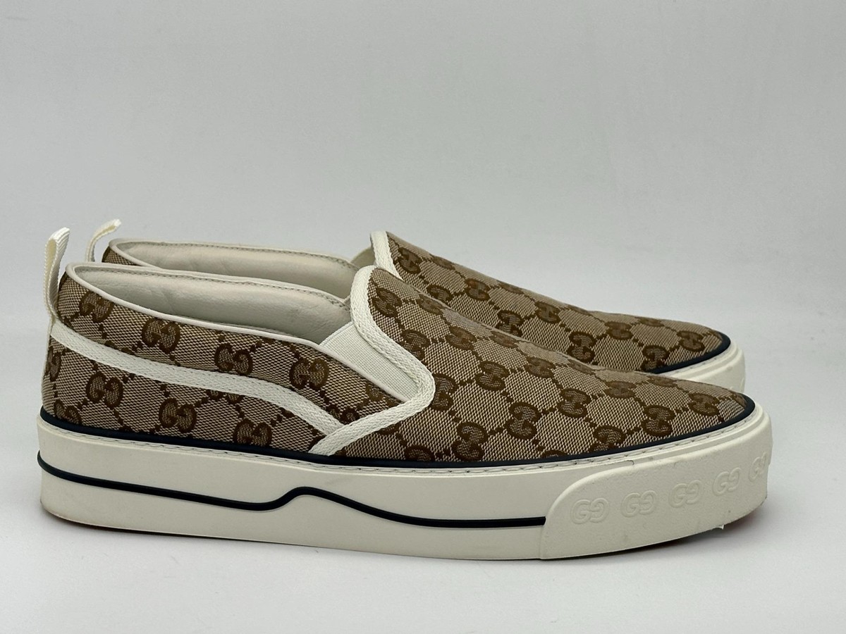 Gucci Tennis 1977 GG Supreme Logo Canvas Flat Slip On