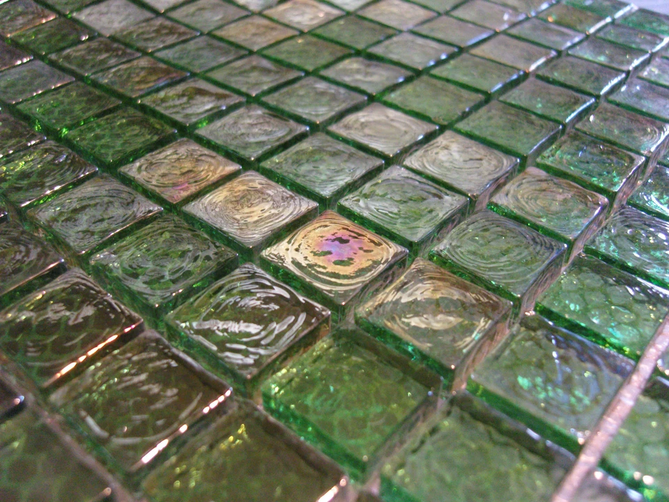 Glasmosaik Mosaik Fliesen Klarglas Perlmutt Metall grün 8mm dusche bad küche TOP - Bild 3 von 3