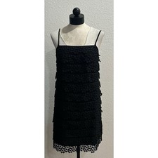 Diane Von Furstenberg Star Lace Tiered Spaghetti Strap Dress Black Sz Small NWT