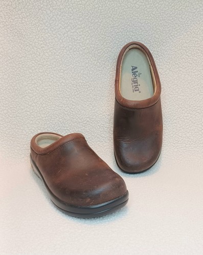 Alegria Kayla Brown Leather Slip-on Mules Clogs Women's Size 35 Comfort Shoes - Picture 5 of 24
