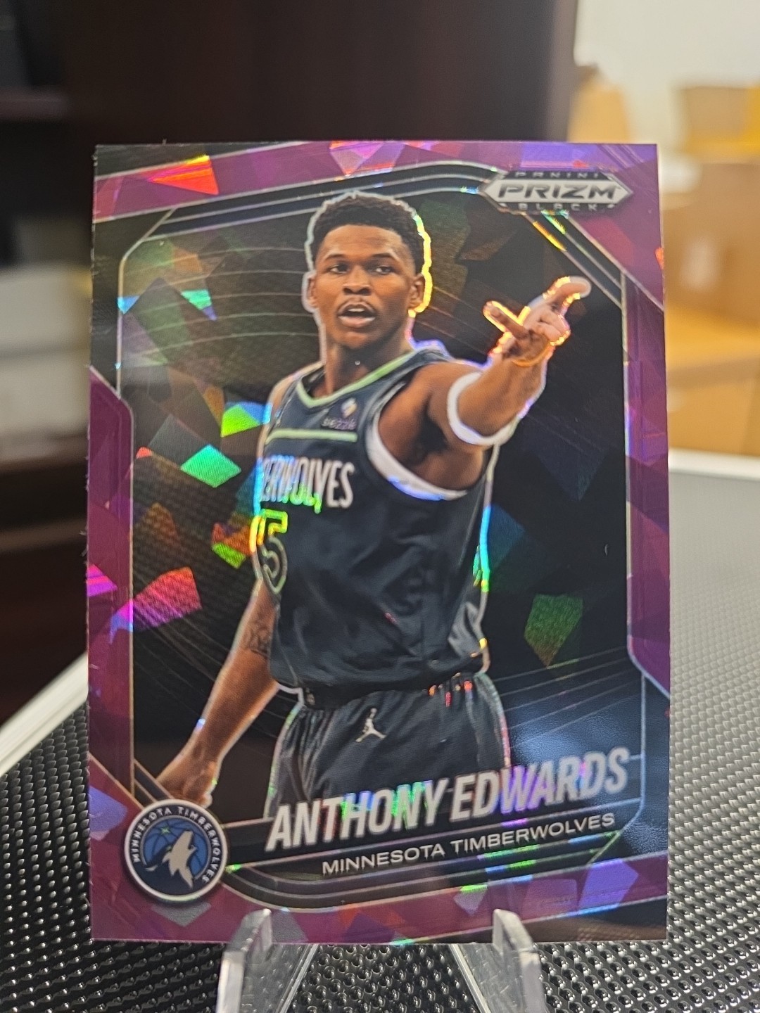 Anthony Edwards 2024-25 Panini Prizm Black /149 Purple Cracked Ice #17