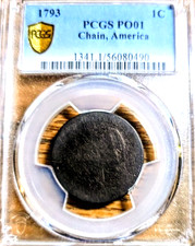 1793 Chain Cent Flowing Hair. PCGS P1 Straight Grade Absolutely Genuine