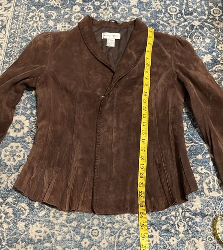 Vintage Newport News Brown Suede Leather Women Jacket Size 10 Flawed - Picture 7 of 12