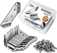 Furniture Corner Connector - 20PCS Universal Stainless Steel L Brackets for
