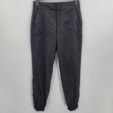 Women's Athleta Radiant Jogger Pants Size 4 Black Satin Tapered Athleisure A1