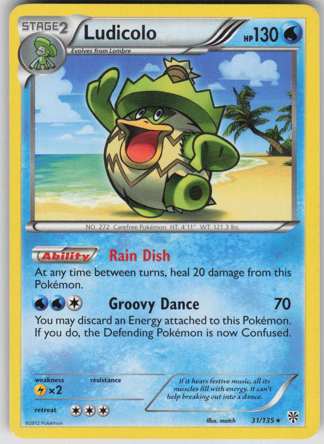 Pokemon TCG Ludicolo Rare Plasma Storm 31/135