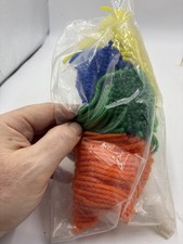 Assorted Pre-Cut Latch Hook Rug Yarn Lot Orange Green Yellow Blue