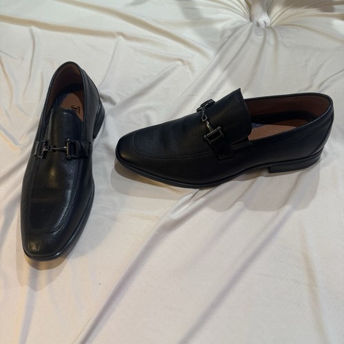 Florsheim Zaffiro Black Leather Mens Moc Toe Bit Loafers Size 8.5 W