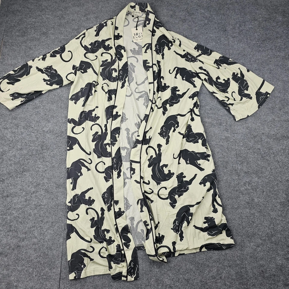 Kilo Brava Bata Mujer XXXL Marfil Negro Estampado Pantera Modal Kimono Salón Cómodo Foto 2 de 4