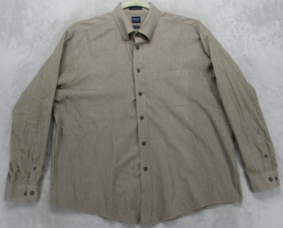 Arrow Shirt Mens XL Beige Check Long Sleeve Button Down Easy Care Casual Top