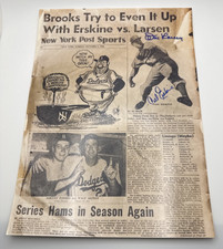 Carl Erskine & Don Larsen Signed Autographed Photo NY Post - Dodgers / Yankees
