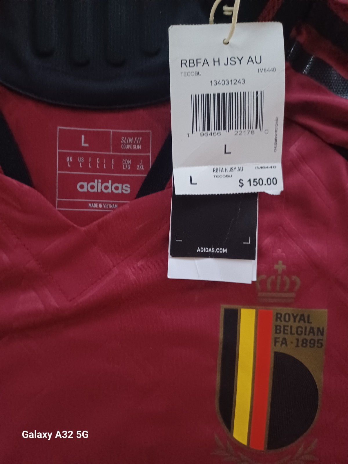 Adidas Belgium 2024 Home Authentic Soccer Jersey Men's Large Slim Fit $150 thumbnail 3
