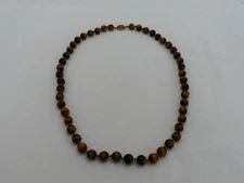 Vintage Chinese Tiger Eye 24" Necklace with a Silver Catch EM-9