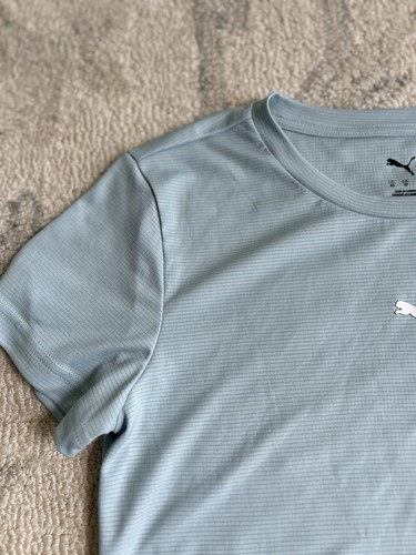 Puma Textured Material Tee Crew Neck Short Sleeve T-Shirt Womens Green XS - Picture 4 of 7