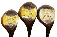 Leo Diegel Driver Walter Hagen WHT Fancy Face Brassie & Spoon RH Persimmon Woods