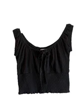 Cotton:On Women’s Size S Black Chloe Shirred Short Sleeve Top NWT