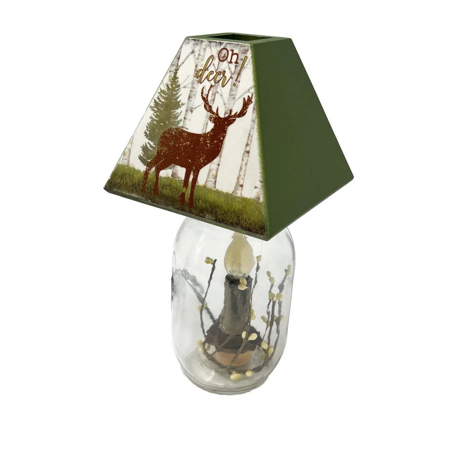 Luminária de mesa Oh Deer rústica floresta frasco de pedreiro - Imagem 4 de 4