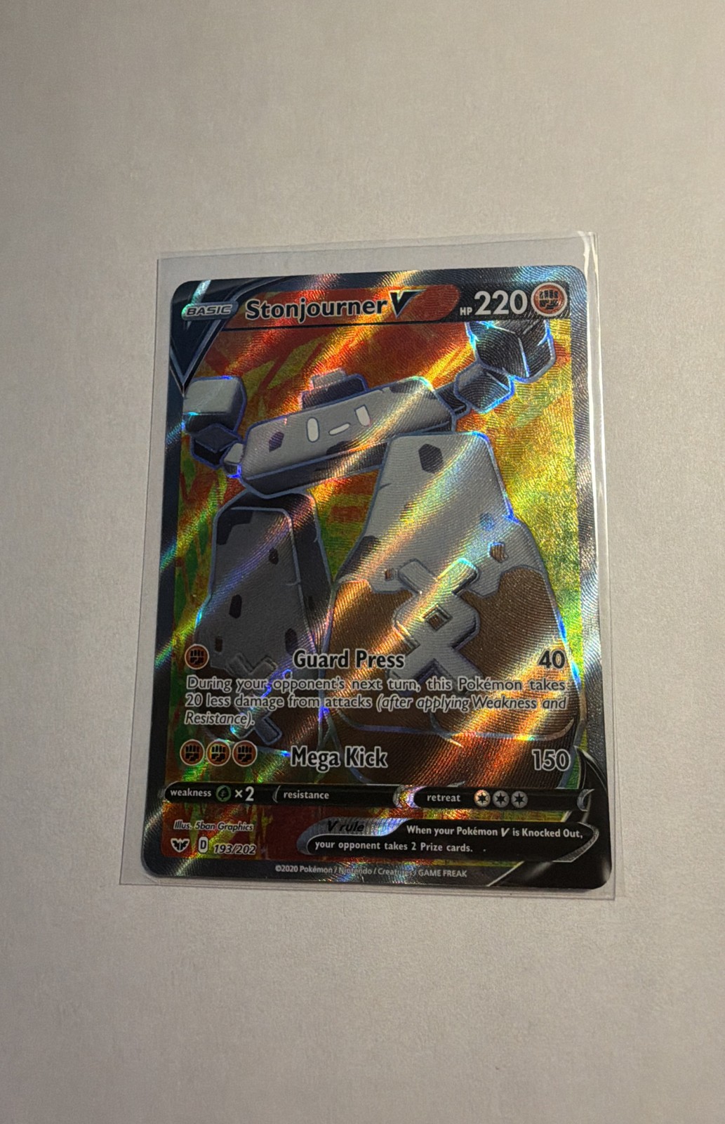 Stonjourner V (Full Art) 193/202 Swsh01: Sword & Shield Holo