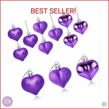 Yuronam 12 PCS Purple Heart Ornaments