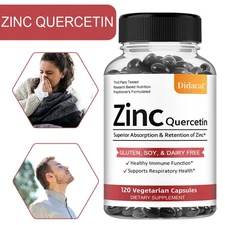Zinc Quercetin Capsules Bolster Immune System Promote Metabolism 30-120 Pills