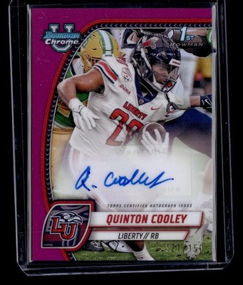 2024 Bowman University Chrome #PA-QCO Quinton Cooley Autographs Fuchsia #/150