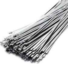 50 PCS Metal Zip Ties, 11.8 Inch, Self-locking, Heat Resistant, Auto repair