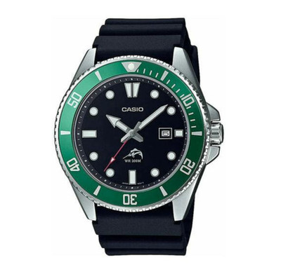 Casio MDV-106B-1A3 Duro Herren Taucheruhr gr?ne L?nette schwarzes Zifferblatt...
