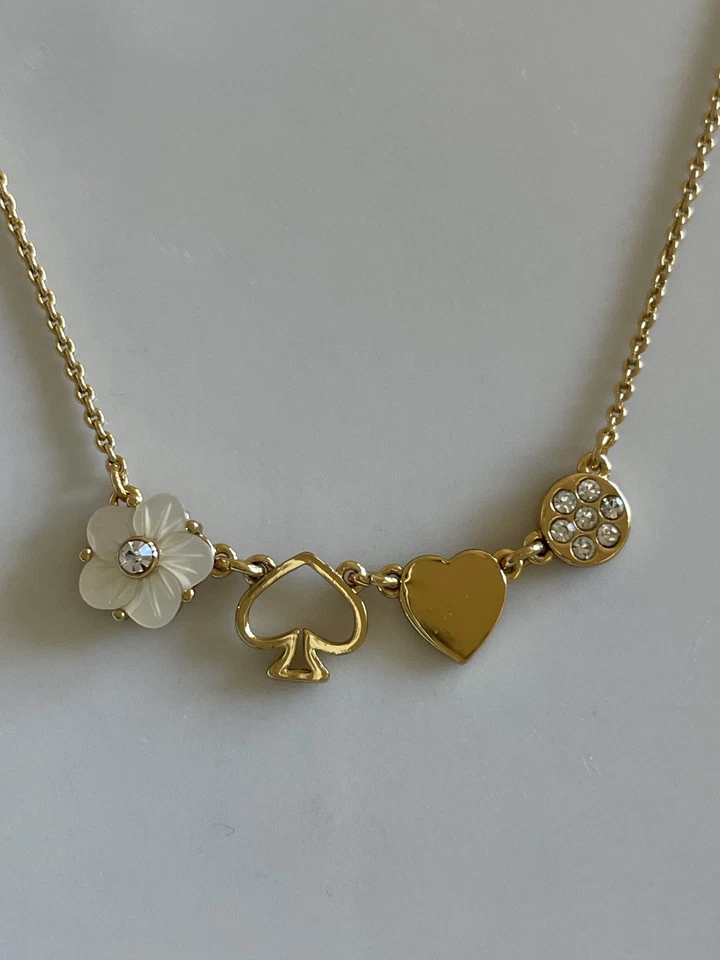 Kate Spade Mini Things Row pendant Statement Necklace Gold Tone Flower Cute Gift - Image 4 of 4