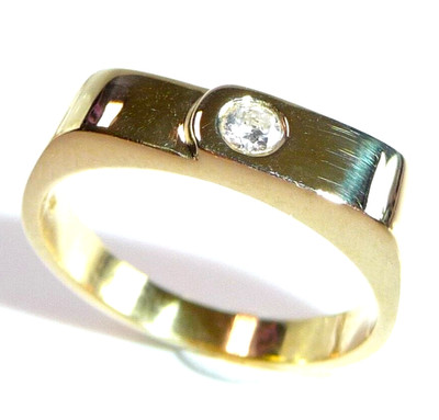 Ring 585 gold yellow gold 0.08ct. diamond/brilliant size 58/18.4mm also mens