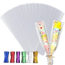 LEOSINDA 100Pcs Cellophane Treat Bags 3 X 11 Inches 3x11inch 100pcs , Clear